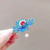Grampo de cabelo de flor de peônia clássico de alto padrão, joia antiga, clipe lateral, clipe para franja lateral, adorno de cabeça de flor estilo nacional