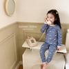 Conjunto de roupa de casa infantil unissex com estampa de desenho animado, ideal para o outono e inverno. Pijama macio e confortável para crianças, tamanhos 80 a 150, com calça comprida.