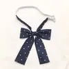 Uniforme Jk a Juego Borgoña Rosa Lunares Corbata de Lazo Mango Largo Camisa de Estudiante Chica Linda Chica Suave Cuello Flor