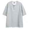 Camiseta de Manga Corta tipo Henley de Peso Pesado Estilo Americano para Hombre, Nuevo Modelo 2026, Marca Trendy de Verano para Jóvenes, Camiseta Falsa de Dos Piezas Estilo Ins