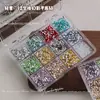Venda Quente Transfronteiriça Conjunto Redondo com Strass de 12 Compartimentos 2mm Strass Coloridos Deslumbrantes para Nail Art com Fundo Plano Acessórios de Decoração para Unhas DIY Atacado