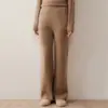 Caída y frescura~pantalones casuales de punto de cachemira para bebé para mujer, pantalones de pierna ancha de cintura alta, pantalones rectos holgados de otoño e invierno