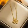 Collar con Colgante de Trébol de la Suerte Microincrustado Estilo Coreano para Mujer Moda Ins Personalizado Diseño de Nicho Cadena para Clavícula Celebridad de Internet