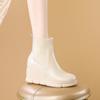 Otoño e Invierno 2024 Nuevos Botines Tejidos con Costuras Estilo Británico Moda Combinable Cabeza Redonda Fondo Grueso Aumentados Botas de Moda