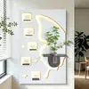 Pintura Decorativa Iluminada Moderna em Formato de Borboleta para Hall de Entrada, Arte de Parede com Arranjo de Flores Hidropônicas Tridimensional, Ambiente para Corredor de Entrada