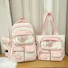 Mochila Transparente Fresca y Dulce Estilo Dopamina para Niñas, Mochila de Alto Valor Estilo Japonés para Estudiantes de Secundaria y Preparatoria