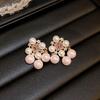 Pendientes de plata con letras retro de circonita y perlas para mujer, ligeros, de lujo, de alta gama, con sentido del nicho, de temperamento de moda, al por mayor