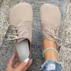 Direto da Fábrica Transfronteiriço Tamanho Grande Sapatos Femininos Estilo Retrô Planos Casuais Versátil Sapatos Femininos de Salto Baixo Cadarço Frontal Sapatos Loafer