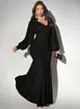 Vestido Transfronterizo Europeo y Americano para Mujer Talla Grande Primavera y Otoño Color Sólido Cola de Pez Falda Larga Nuevo Fiesta Boda Formal Vestido Falda para Mujer