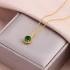 Novo Estilo Elegante Luxo Leve Banhado a Ouro 18K Pingente de Micro Zircônia Colar de Aço Titânio Moda Versátil Sentido de Alto Padrão Corrente para Clavícula
