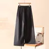 Calça casual cinza de corte slim com perna larga para mulheres, novo estilo primavera/outono 2026, calça de algodão Tencel, cintura alta, calça social reta profissional