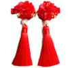 Venta al por mayor Año Nuevo Horquilla Grande con Borla de Bola de Pelo Horquilla para Niños Par de Clips Estilo Chino Adorno para la Cabeza para Niños Outlet de Fábrica