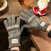 Guantes sin dedos de punto jacquard estilo Fair Isle retro para mujer, guantes cálidos de invierno compatibles con pantalla táctil para exteriores para ciclismo y protección contra el frío