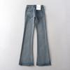 Pantalones acampanados de cintura alta para mujer, estilo americano, estilo retro, para otoño e invierno, con diseño de industria pesada, vaqueros adelgazantes