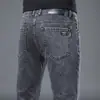 Jeans Masculino Fino Cinza Fumaça de Verão 2026 de Alta Qualidade de Hong Kong, Calça Casual de Negócios Reta Solta com Stretch