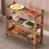 Estante para Tienda de Hot Pot Estante de Madera Maciza de Múltiples Capas Estante de Verduras Carbonizadas Estante de Madera de Fuego de Tres Capas Cocina Hotel Envío Gratis