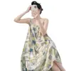 2026 Camisón de Algodón y Seda Retro Verano Extendido Sin Tirantes Largo Hasta la Rodilla Vestido Holgado Delgado Vestido Pijama Se Puede Usar Afuera
