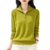 Suéter de punto casual para mujer, con media cremallera, cuello alto, mangas largas, corte ajustado, suave y cálido, top simple y versátil