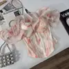 Top Corset Colorido de Verão com Babados e Espinha de Peixe para Afinar a Cintura