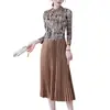Falda Plisada de Longitud Media Primavera y Verano para Mujer Ligeramente Gordita y Delgada Nueva Vestido de Alta Gama para Mujer Estilo Chino Retro Nuevo Alta Gama