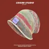 Chapéu de Tricô Colorido em Degradê para Circunferência de Cabeça Grande Unissex Verão Respirável Fino Gorro Estilo de Rua Touca