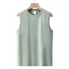 Dropshipping 220 Camiseta Masculina de Algodão Puro Sem Mangas Estilo Americano Casual Cor Sólida Gola Redonda Colete Esportivo Manga Curta