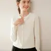 Nuevo Cárdigan de Cachemira para Mujer Cuello Redondo Manga Larga Tejido de Punto Casual Cómodo Manga Larga Holgado Prendas de Abrigo Suéter Capa Base