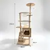 Marco de escalada para gatos con cápsula espacial de doble tazón al por mayor, plataforma de salto para gatos multicapa de madera maciza, resistente a los arañazos, resistente al desgaste, juguete para gatos estable, en stock
