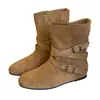 Botines de gamuza de punta redonda estilo coreano muy populares para mujer, nuevos para el otoño de 2026, con plantillas ocultas para aumentar la altura, botines retro Martin