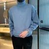Suéter de cuello alto para hombre otoño e invierno ins moderno negro suéter base holgado talla grande top de manga larga ropa