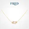 Colar Fivela Ferradura Fred para Mulheres, Luxo Leve Nicho Ouro V 18K Ouro Rosa com Corrente Torcida de Diamante, Acessório de Outono e Inverno