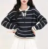 Elegante suéter de punto a rayas para mujer, nuevo modelo de otoño e invierno, corte holgado, adelgazante, extremadamente atractivo, top versátil y moderno