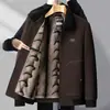 Chaqueta de invierno de chenilla de lana engrosada con cuello alto para hombre, forrada de polar, abrigo de lana cálido para personas mayores, modelo nuevo