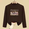 Camiseta de manga comprida para meninas, novo estilo outono/inverno, segunda pele infantil, gola alta meia-lua de veludo alemão, blusa macia escovada para meninas pequenas