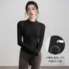 Top de Yoga con Cuello Alto y Forro Polar para Mujer, Chaqueta Deportiva de Manga Larga de Secado Rápido, Ajuste Delgado para Correr en Primavera, Ropa de Fitness