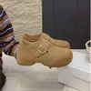 Fivela outono corte profundo nova moda versátil aumento de altura interna sapatos baixos de camurça com salto plataforma 2026 retro Birkenstock sapatos femininos