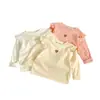 Nova Camiseta Infantil Estilo Outono Falsa Duas Peças, Camiseta Básica Manga Longa para Meninas Estilo Coreano, Camiseta Manga Longa