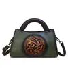Bolsa de Mão com Escultura Vintage Estilo Chinês, Bolsa de Ombro Texturizada, Bolsa Casual Estilo Chinês para Mulheres de Meia-Idade e Idosas, Transfronteiriça