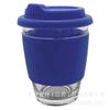 Taza de café de vidrio EK012 con anillo de silicona tapa de silicona 340 ml resistente a altas temperaturas multicolor stock spot logo
