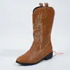 Europa e América Comércio Exterior Tamanho Grande Outono e Inverno Novas Botas de Cavaleiro Bordadas Femininas Bico Fino Salto Quadrado Bordado Transfronteiriça Botas Longas desejo Atacado