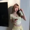 Atmosférico suave puro deseo verano chica caliente traje corte ajustado muestra delgado top corto dobladillo grande falda larga conjunto de dos piezas