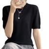 Jersey de lana peinada de primavera y verano 2023 para mujer, cuello redondo, manga corta, moda, sencillo, versátil, de punto, cachemira, venta al por mayor
