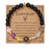Pulsera Transfronteriza Caliente de Doce Constelaciones Unisex Ágata Piedra Natural con Tarjeta