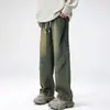 Jeans rectos de lavado desgastado retro americano de moda para hombre 2026, pantalones largos holgados y versátiles