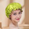 Gorro de baño de lunares pequeños de Amazon, doble capa, de satén PEVA, impermeable, grueso, estampado, para adultos, venta al por mayor