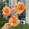 Rosa noruega artificial de 3 cabezas, flores artificiales para boda y decoración del hogar, venta al por mayor