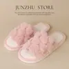 Pantuflas Peludas Populares Transfronterizas con Punta Cerrada para Otoño e Invierno, Zapatos de Felpa para Interiores de Mujer, Zapatos de Algodón Cálidos y Gruesos