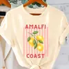 Camiseta-con-patrón-de-la-Costa-de-Amalfi-para-mujer-casual-de-manga-corta