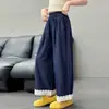 Calça Jeans de Verão para Meninas 2026 Moda Estilo Coreano Calça Casual com Detalhe de Renda Calça Larga Fina para Crianças Mais Velhas