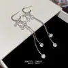 Brincos de Pérola Borboleta Elegantes Estilo Coreano Brincos Longos de Alto Padrão para Mulheres Nicho Acessível Luxo Versátil Brincos com Franjas